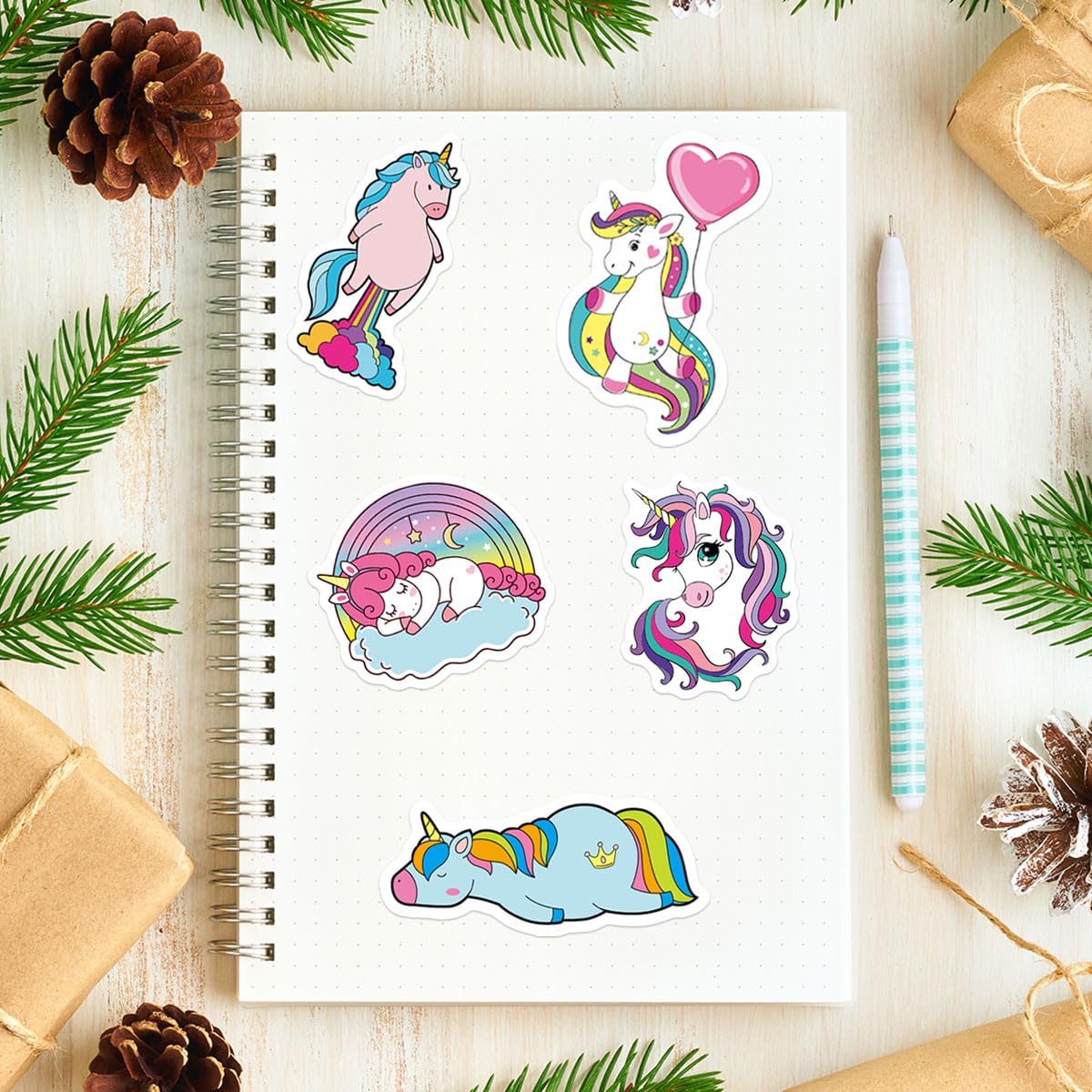 Unicorns Stickers 100 Pcs Waterproof Vinyl Stickers for Water Bottles