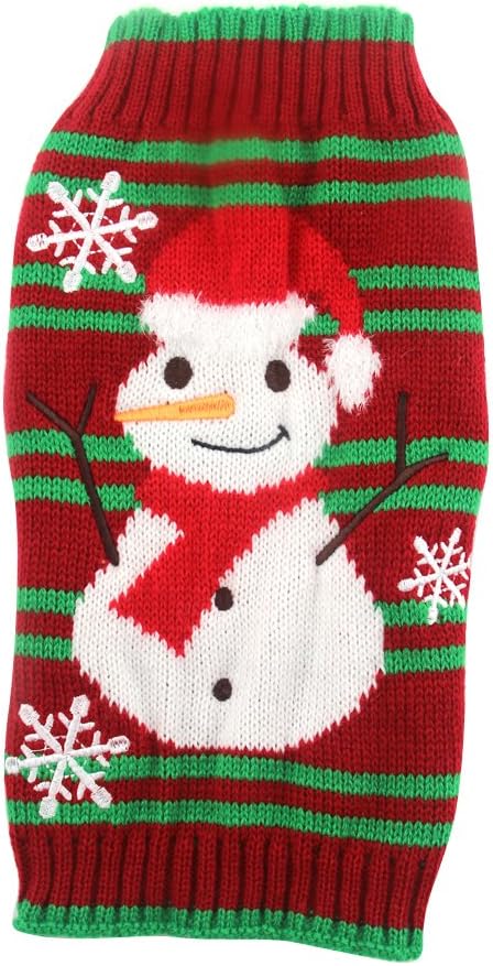 DELIFUR Snow & Snowman Sweaters Xmas Dog Holiday New Year Christmas Pet Clothes for Small Dogs and Cats (Snowman, M) - Image 3