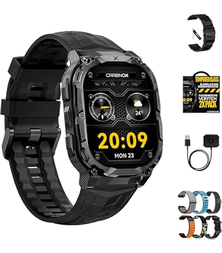 Amazon.com: Carbinox Vortex Smart Watch with Metal Band, Charger