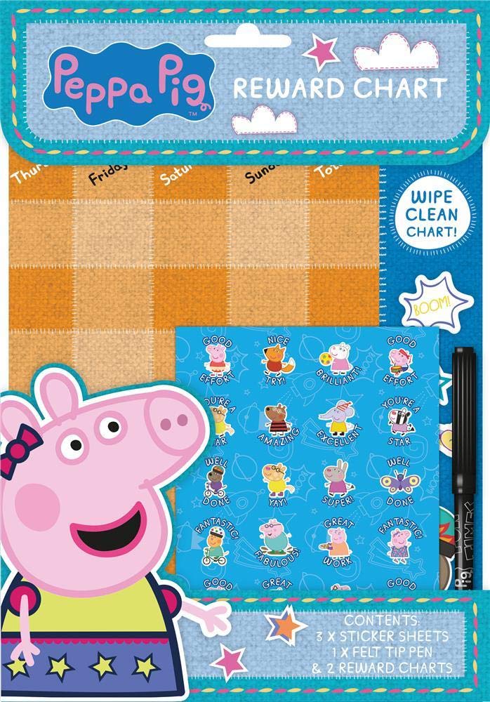 Anker International Childrens Wipe Clean Reward Charts With Stickers & Pen 3 Designs Weekly Planner (Peppa Pig)