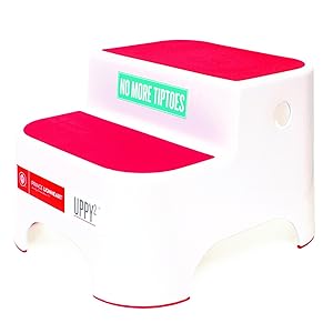 Prince Lionheart Dual Height UPPY2 Steps Stool (Flashbulb Fuchsia) | Best for Potty Training, Bathroom and Kitchen | Two-Steps Design for Growing Toddlers | Slip Resistant for Safety