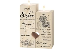 SteadStyle Sister Gifts from Sister – Heart-Shaped Candle Holders, Birthday Gifts from Sisters, Best Sister Gift for Graduation, Mother's Day, Christmas, Wedding, or Thank You