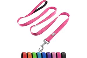 PenSeepet Basic Dog Leashes 6 FT Padded Handle Nylon Dogs Leashes for Medium Dogs Hot Pink