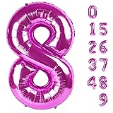 40 Inch Number 8 Balloon, Rose Purple 8 18 28 80