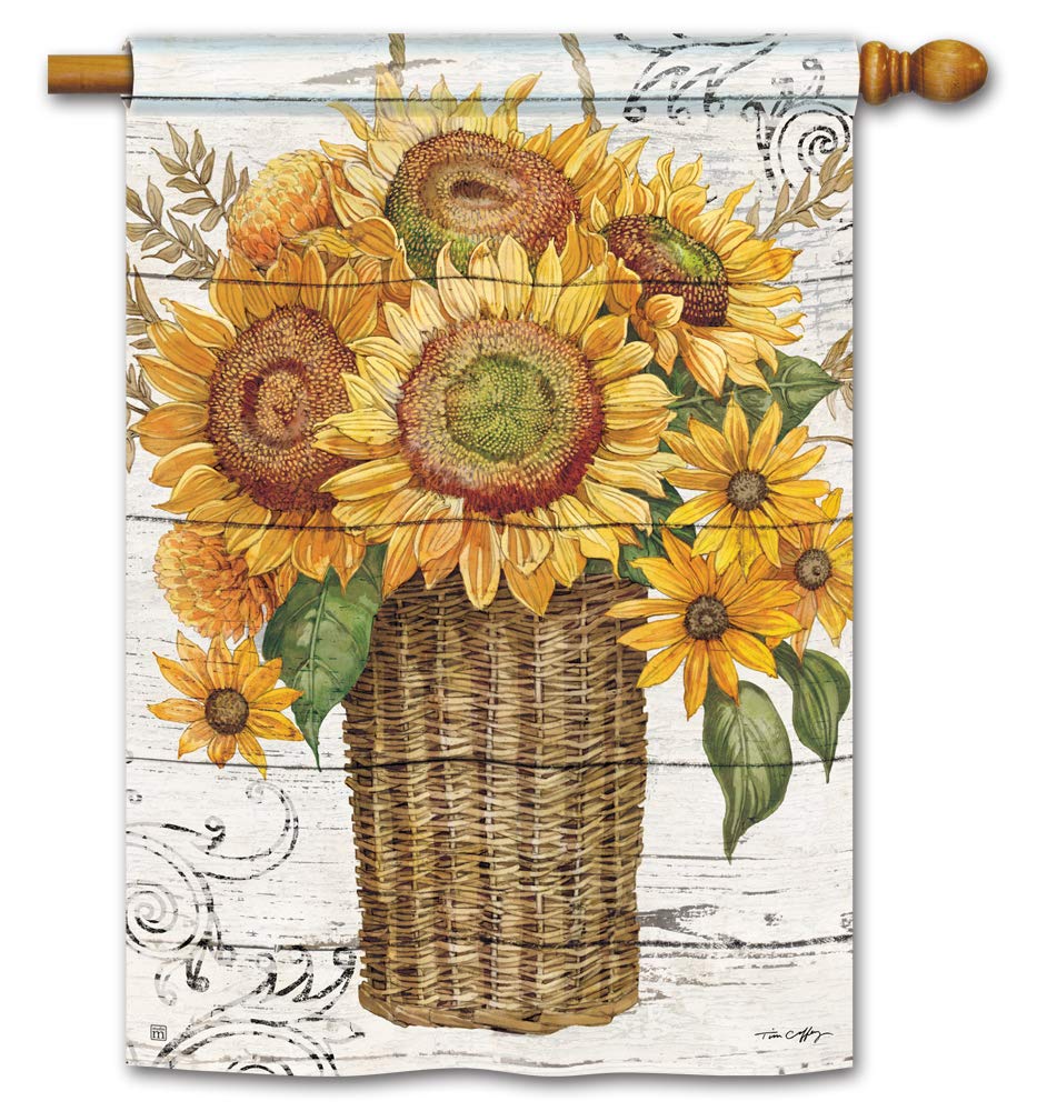 Studio M BreezeArt Farmhouse Sunflower Standard Flag Decorative Standard House Flag Banner – Premium Quality, 28 x 40 Inches