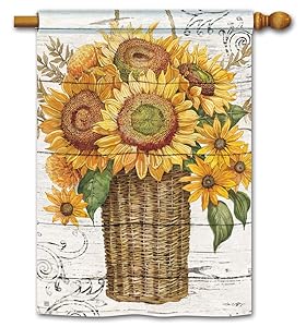 Studio M BreezeArt Farmhouse Sunflower Standard Flag Decorative Standard House Flag Banner – Premium Quality, 28 x 40 Inches