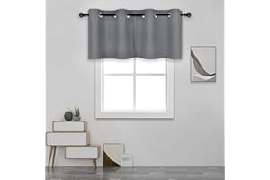 DECOVSUN Dark Grey Valance for Bedroom Solid Grommet Top Blackout Thermal Insulated Curtain Valance for Living Room Basement/Loft/Office 52 X18 1 Panel Gray
