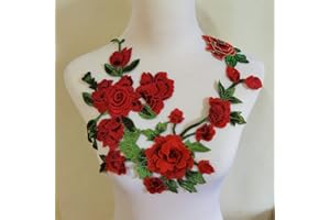 ZALALAA 3pcs Flowers Embroidered Patch Sticker for Clothing Jacket Jeans Lace Applique DIY Clothes Decorations Fabric Patches (Color D)