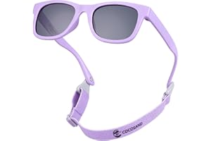 COCOSAND Toddler Sunglasses with Strap Flexible Retro Square UV400 for Baby Kids Boys Girls Age 0-24 Months