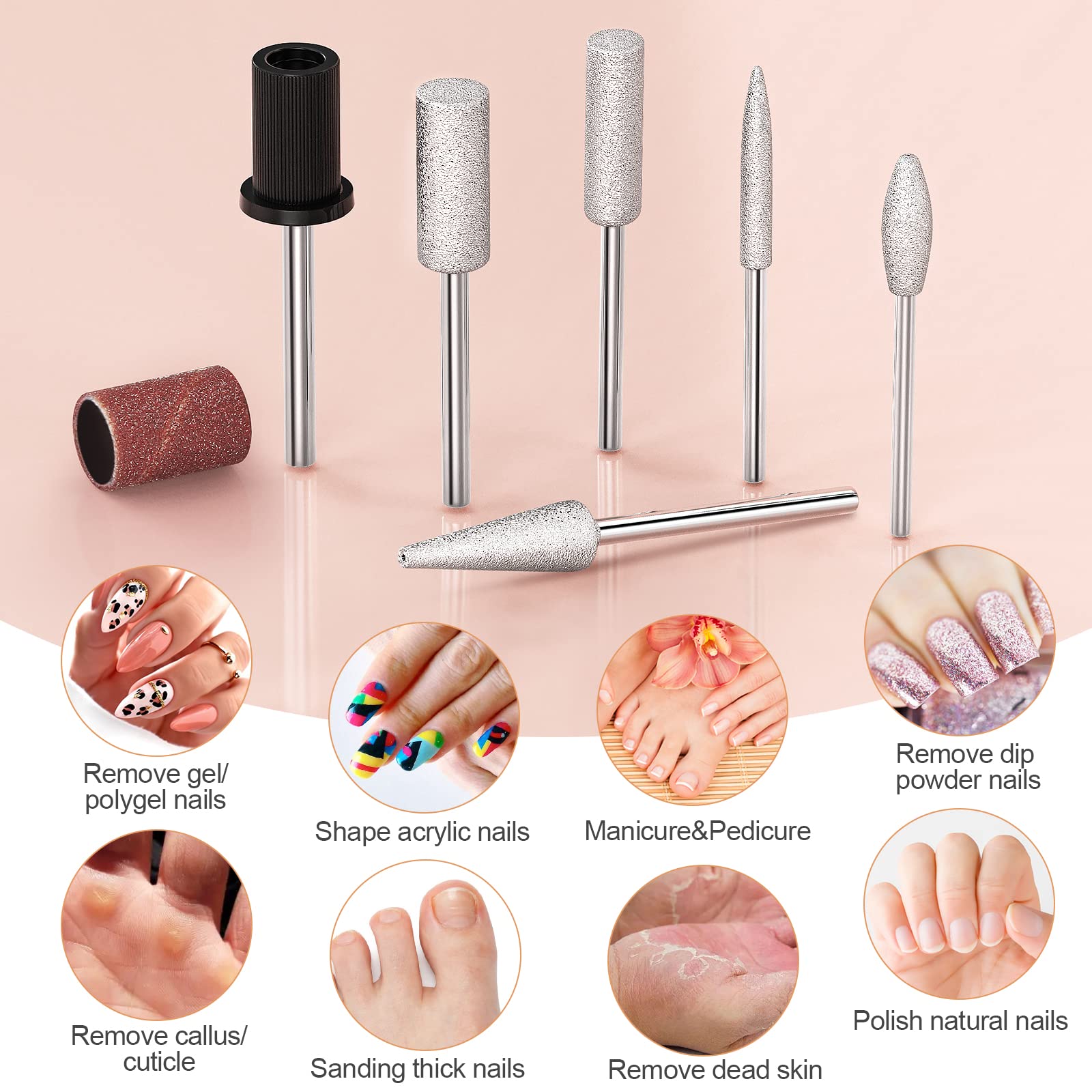 20000RPM Electric Nail Drill Compact Portable Efile Professional Manicure Pedicure Nail File Drill Kit for Acrylic, Gel Nails and Home Salon Use, Gold - Image 6