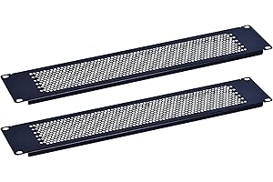 RackPath 2U Blank Rack Mount Panel Spacer with Venting for 19in Server Rack Enclosure or Network Cabinet – 2 Pack, Black