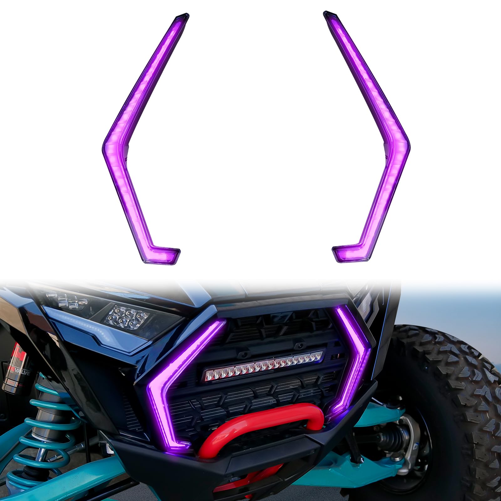 Photo 1 of XATVXUTV LED Fang Lights for Polaris RZR PRO XP/R/S 2025 Accessories, Waterproof Front Grille Purple Accent Running Lights, Plug & Play (Replace #2417278, #2417279, 2PCS)