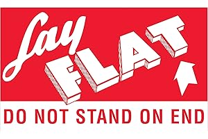 Discount Tag & Label 'Lay Flat - Do Not Stand On End' Labels/Stickers, 3' x 5', Red/White, 500 Labels Per Roll (1 Roll)
