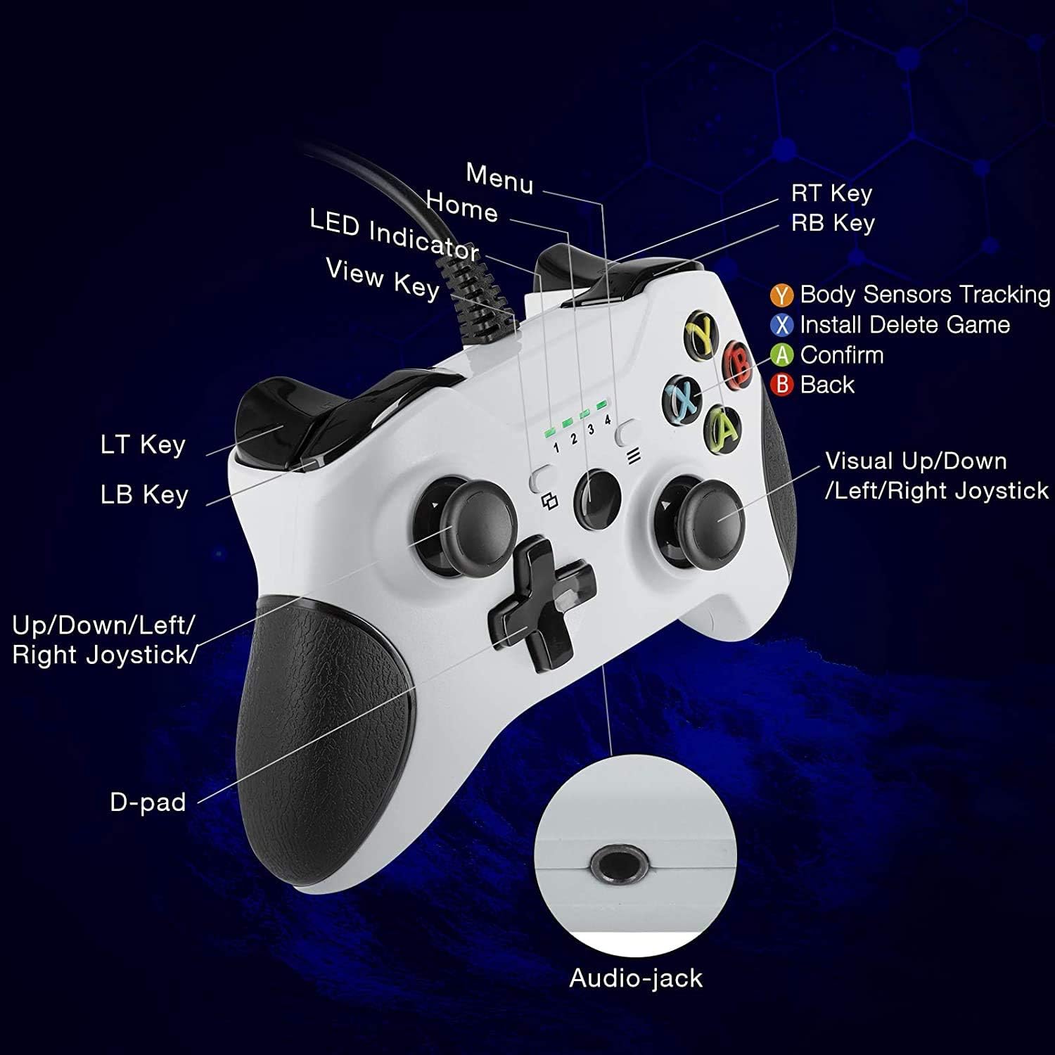 Lampelc Wired Controller for Xbox One, Xbox Controller with 3.5mm