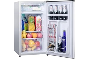 Tehanld 3.2 Cu.Ft Mini Fridge for Bedroom Office Dorm, Small Refrigerator Freezer, Mini Compact Fridge with Adjustable Thermostat, Low Noise, Energy Saving, Silver
