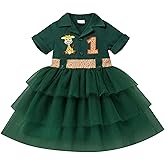 Baby Girl Safari Outfits with Hat Giraffe Jungle Animal Short Sleeve Toddler 1st Birthday Cake Smash Dress