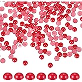PATIKIL 1500 Pcs Red Half Round Pearls Beads, 6mm ABS Flatback Rhinestones Pearls for Crafting Jewelry Making DIY Nail Art Clothes Wedding Art Decoration