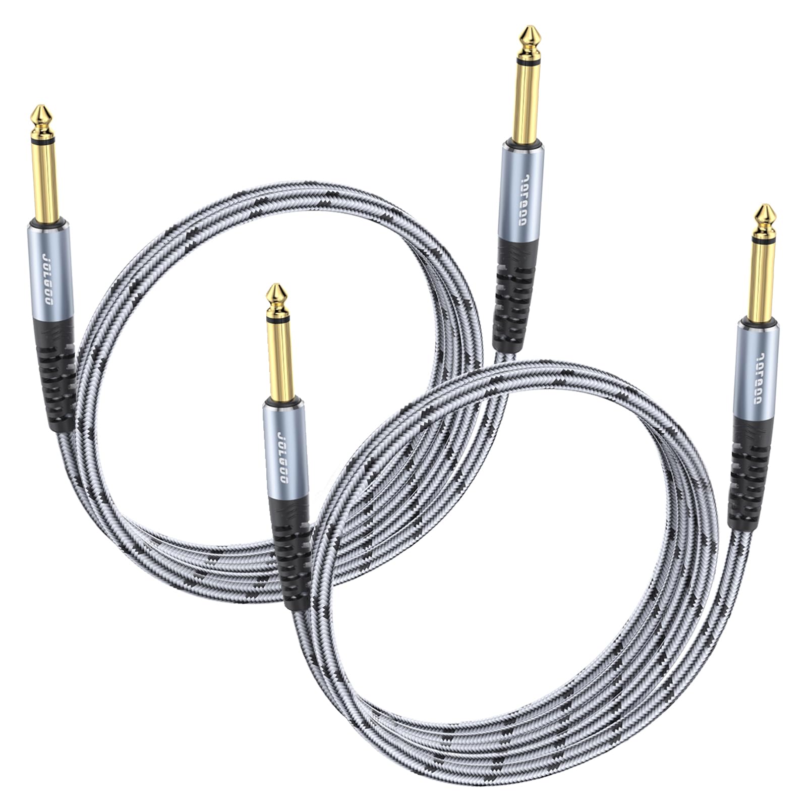 JOLGOO 1/4 Inch TS Guitar Cable 2-Pack, 3.3 FT/1M, Blue and Black, For Electric Guitar, Bass, Keyboard, Mixer, Amplifier, Speaker, Mandolin