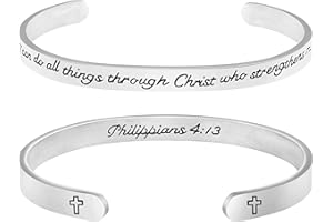 MEMGIFT 𝐂𝐡𝐫𝐢𝐬𝐭𝐢𝐚𝐧 𝐁𝐫𝐚𝐜𝐞𝐥𝐞𝐭𝐬 for 𝐖𝐨𝐦𝐞𝐧 Inspirational Gifts Bible Verse Religious Faith Jewelry Cuff Bracelet Mothers Day Christmas Birthday Jewelry for Her Mother Daughter