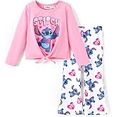 DISNEY Frozen Princess Minnie Stitch Girl Clothes Long Sleeve Knot Front Sweatshirt Flare Pants Fall 2 Piece Outfit 2-9Y