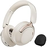 LORELEI QC30 Hybrid Active Noise Cancelling Headphones,Over-Ear Wireless Bluetooth,Beige Protein Leather, Active Noise Control & Transparency Mode,Deep Bass, Built-in Mic