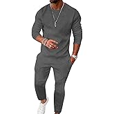 UOUA Mens 2 Piece Sweatsuits Set Long Sleeve Sweatshirt Jogging Sweatpants Tracksuits Outfits