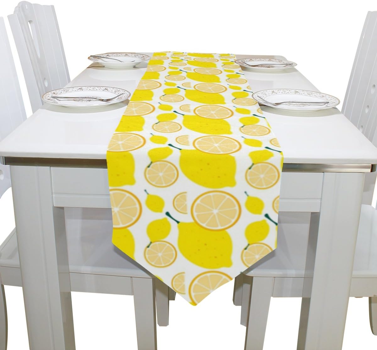 Blue Viper Yellow Lemon Table Runner Home Décor for Weddings, Dinners, Parties, or Summer BBQ Double-Sided Printing 13x70 Inches