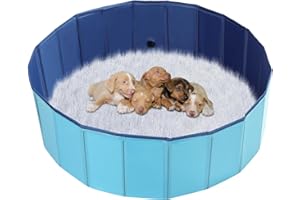 NATGAI Portable Whelping Box for Puppies | 32"X8" Dog Birthing Pool, Whelping Pen for Dogs, Dog Pool Ideal for Puppies' Delivery & Outdoor Fun (32inch Dia. × 8inch H/80 × 20cm)