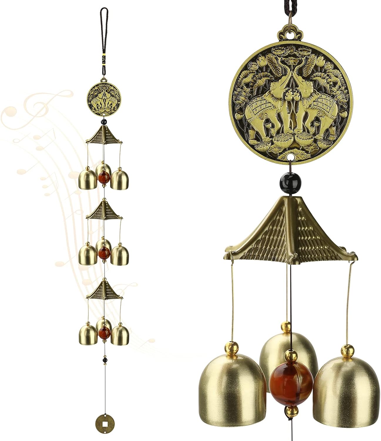 ACETOP Wind Chimes, Vintage Metal Wind Chime Bells Chinese Feng Shui Lucky Bell Hanging Ornament for Home Outdoor Indoor Decor Garden Hanging Good Luck Blessing