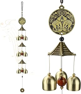 ACETOP Wind Chimes, Vintage Metal Wind Chime Bells Chinese Feng Shui Lucky Bell Hanging Ornament for Home Outdoor Indoor Decor Garden Hanging Good Luck Blessing