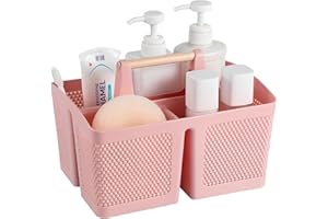 rejomiik Portable Shower Caddy Basket Plastic Cleaning Caddy Organizer Storage Tote with Handle for Bathroom, College, Dorm Room Essentials, Pink