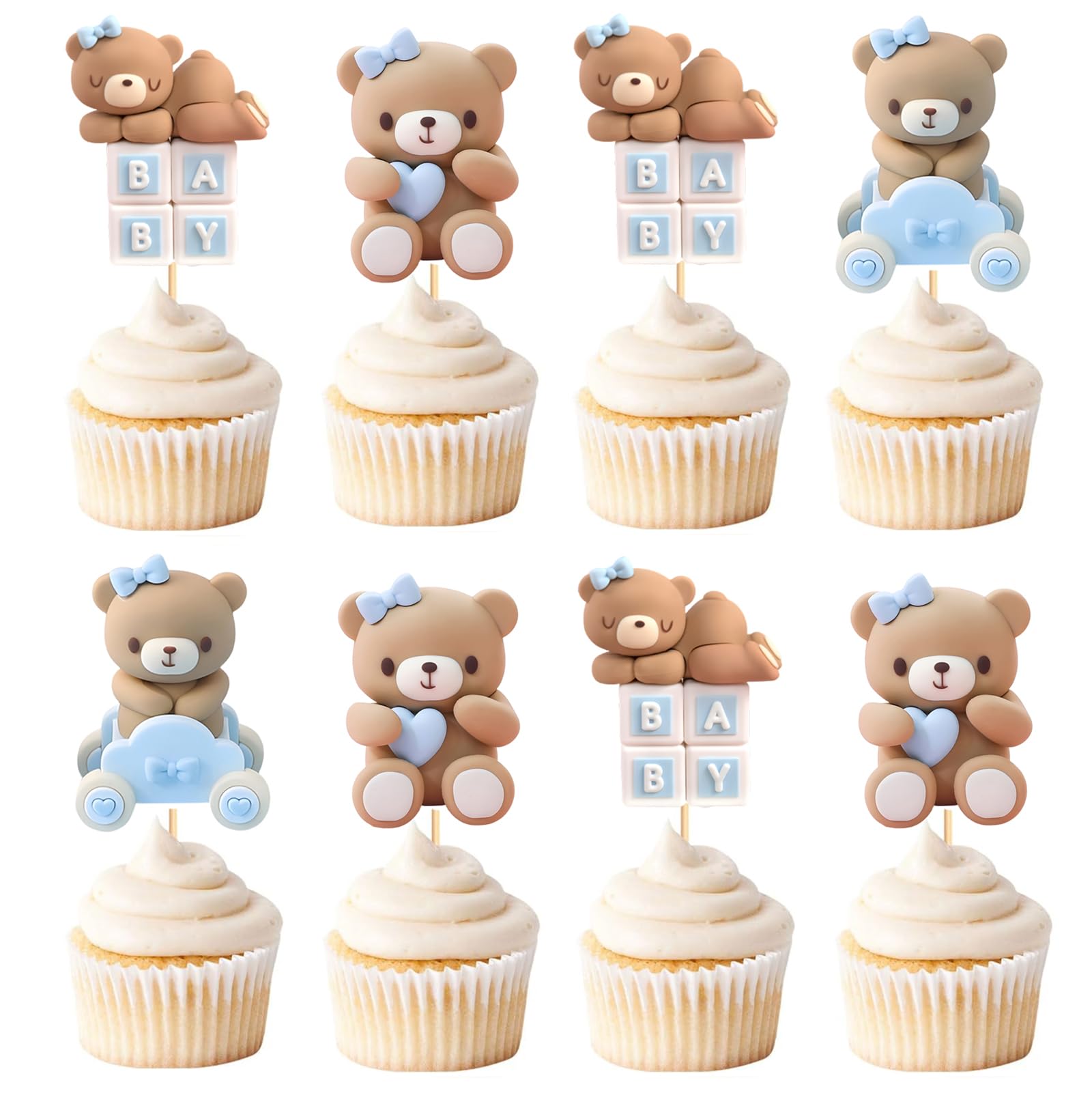 Photo 1 of 30 Pack Baby Shower Bear Cupcake Toppers Selection Baby Bear Theme Baby Shower Decorative Supplies Jungle Animal Theme Baby Shower Birthday Party Cake Decorative Supplies