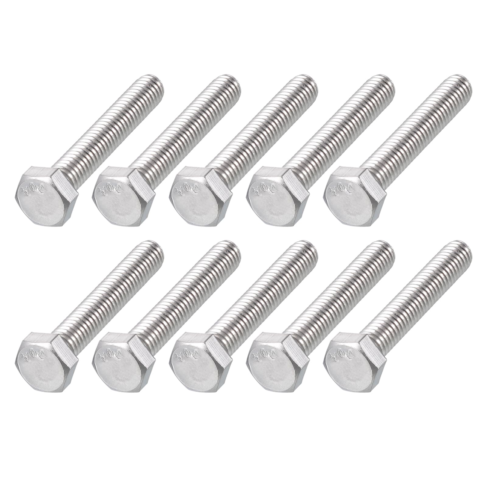 METALLIXITY Hex Head Bolts (5/16-18 x 2") 12Pcs, 304 Stainless Steel 18-8, Fully Threaded, External Hex Drive, Plain Finish, Hex Head Screw Bolt, Silver โ image 1