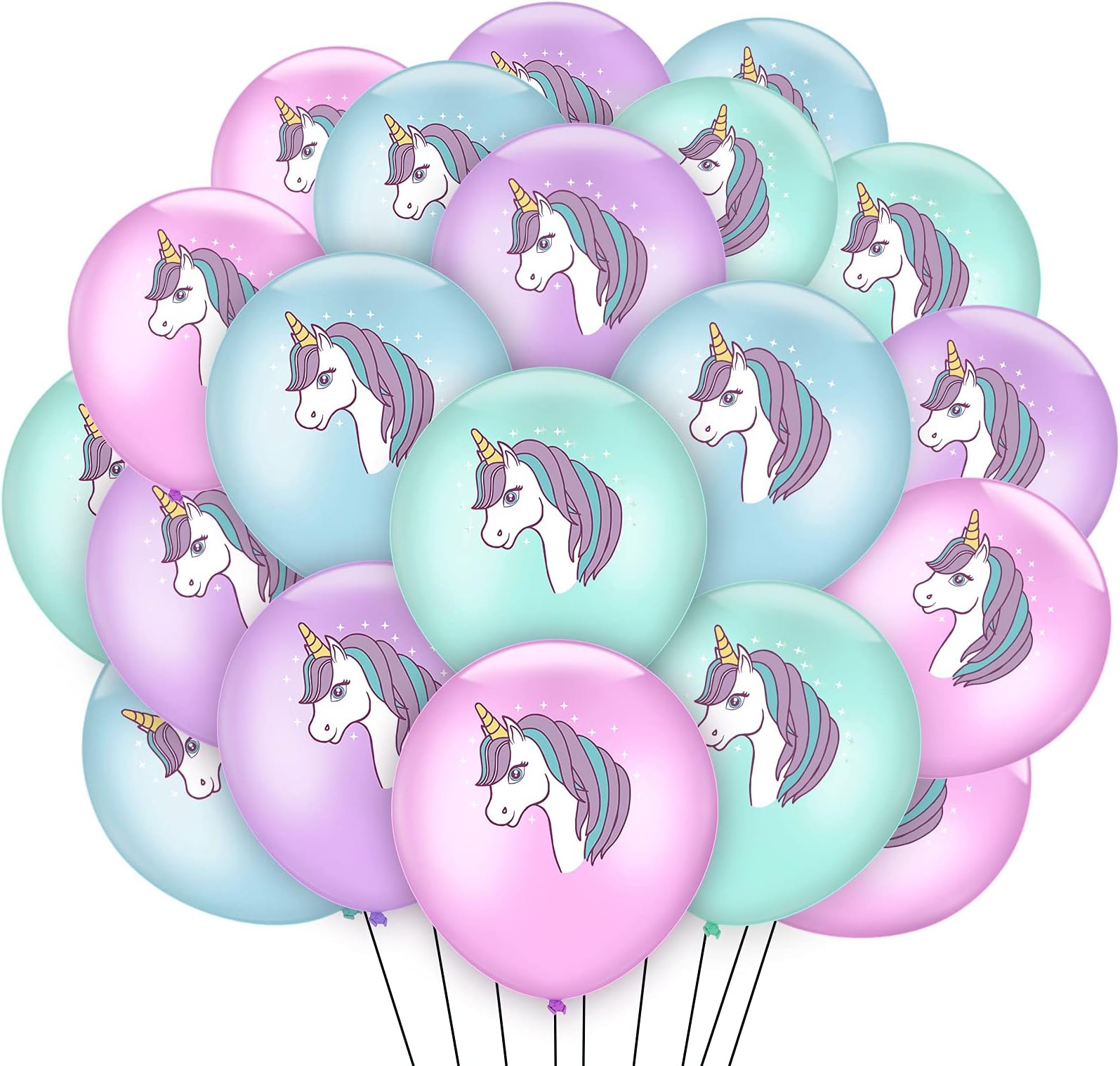 Cute Macaron Unicorn Balloons Kit, 20 Piece Multi Colour Unicorn Birthday Party Decoration Balloons Macaron Latex Balloon for Girls Boys Unicorn Theme Party Wedding Christmas Birthday Decorations