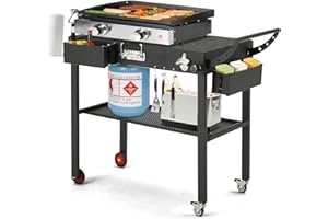 YODOLLA Blackstone Griddle Outdoor Grill Cart, Portable Folding Grill Dining Table Outdoor with Wheels, BBQ Prep & Camping Ta