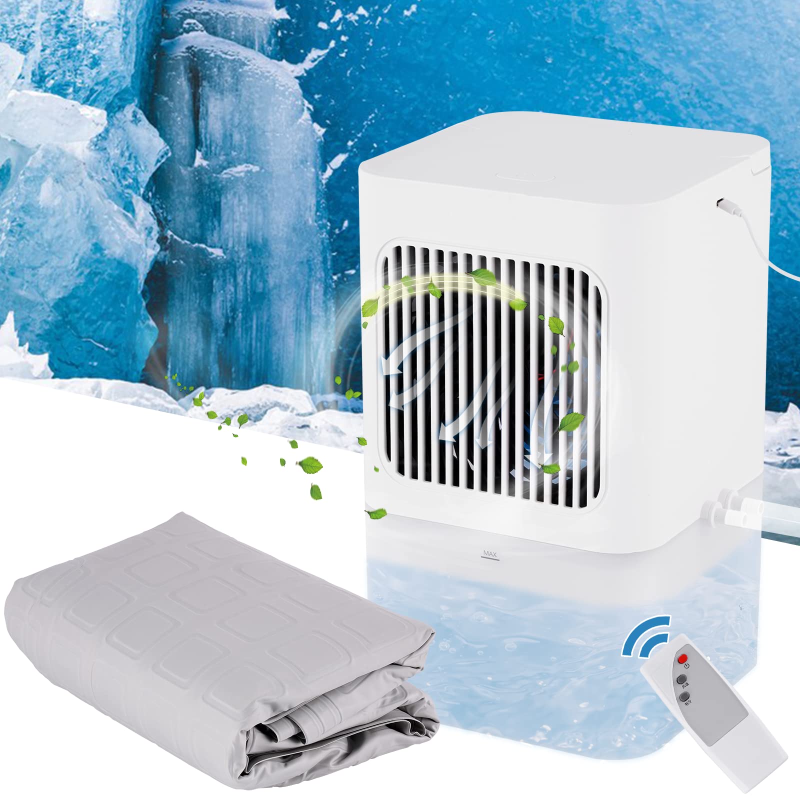 BAOSHISHAN 冷水マット 電気冷却マット 水冷マット 水循環マット 折りたたみ可能 160×70cm 5V・6W 猛暑対策 風速調整可能 Type-C 水が流れる冷却マットレス アイスマット 注水式敷きパッド 冷感マットレス 残水量が確認可能 リモコン操作可能 アパート 寮 車内(シングル（160cm×70cm）, グレー)