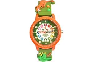 PRESCHOOL COLLECTION Kids 3D Band First Watch - Analog Color Watch - Monster Trucks, Dinosaurs, Spider - Time Teacher - Girls, Boys, Children - School Watch
