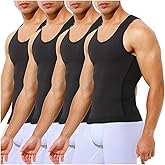 Casey Kevin Mens Compression Shirt Sleeveless Gynecomastia Tank Top Slimming Shapewear Undershirts Tummy Control Vest 4 Pack