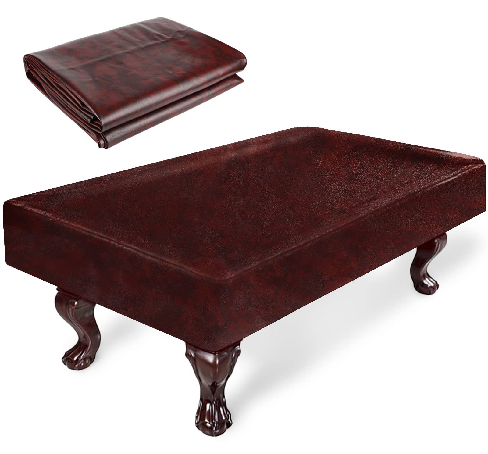 Photo 1 of iCOVER Leatherette Billiard Table Cover Heavy Duty Waterproof 9 ft Fitted for Air Hockey Tables Brown