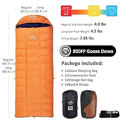 OMVMO 0 Degrees F 800 Fill Power Down Sleeping Bag