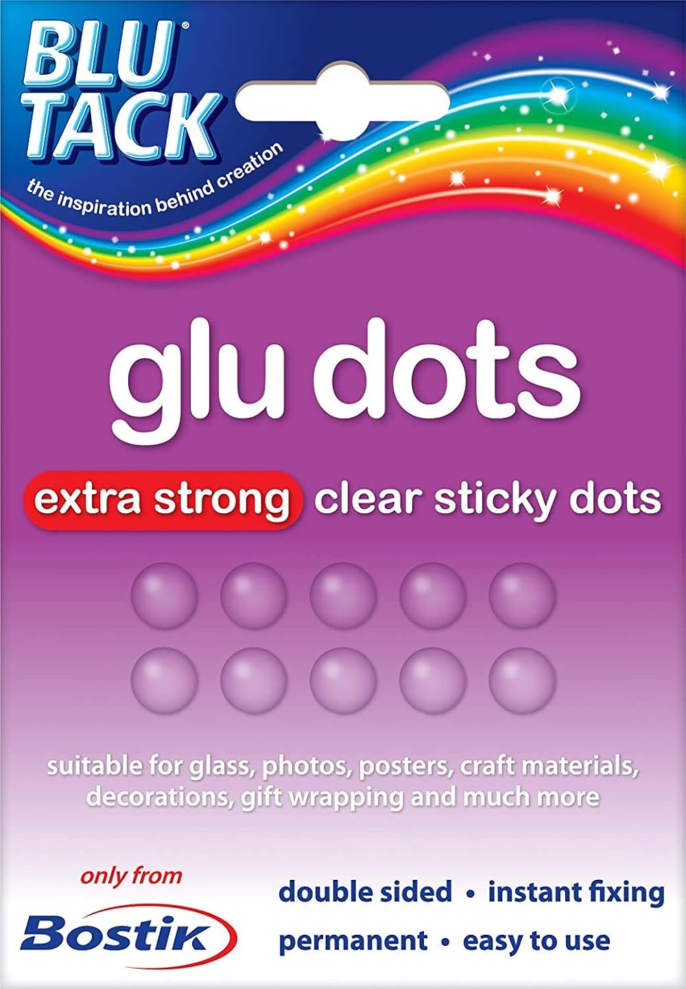 Bostik Glu Dots Extra Strong Double Sided Glue Dots Clear x64