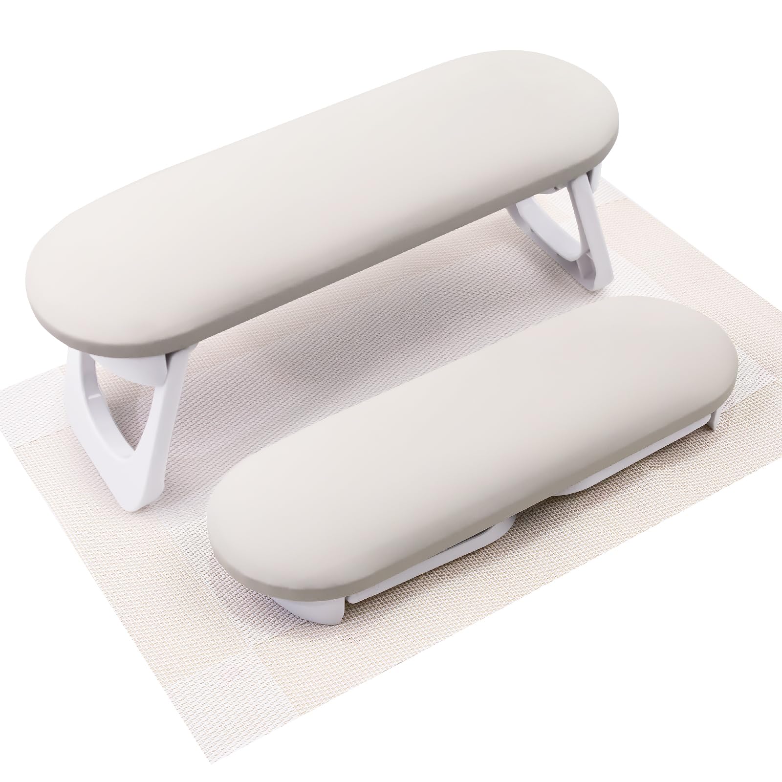 Photo 1 of Subay Nail Arm Rest, Foldable PU Leather Nail Hand Rest for Acrylic Nails Cushion Hand Holder, Nail Hand Pillow Nail Art Accessories Tool for Nails Tech Manicure Pedicure Salon Home Use - Light Gray