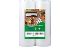 VAAKAS Vacuum Sealer Bags Rolls For Food Saver,Seal a Meal, Weston. Commercial Grade, BPA Free,Great for vac storage Bags, Meal Prep with sous vide (8" x 50', Clear)