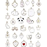 YETOOME 30 Pcs Assorted White Enamel Charms Pendants for Earrings Necklace Bracelet Jewelry Making and Crafting