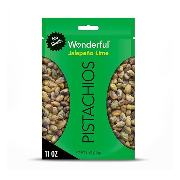 WONDERFUL PISTACHIOS NO SHELLS, JALAPEÑO LIME FLAVORED NUTS,...