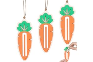 Diltik 3 Pack Easter Carrot Money Holder, Wooden Cash Gift Holder with String, Easter Basket Stuffers, Money Gift Card Holder
