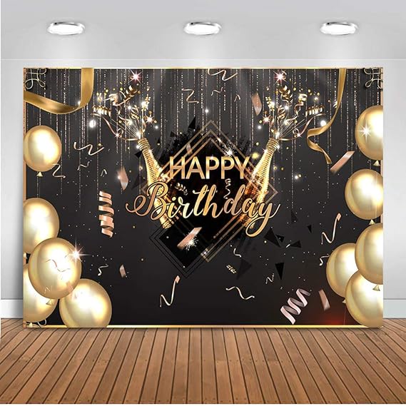 Avezano Joyeux Anniversaire Fete Toile De Fond Pour La Photographie 30e 40e 50e 60e Anniversaire Photo Fond 180x1 Cm Noir Or Signe Affiche Banniere Fournitures De Fete Decors High Tech Estiloss Com