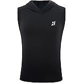 Roadbox Boys Tank Tops Athletic Compression Hoodie Shirts, Sleeveless Quick Dry Sport Workout Active T-Shirt for Kids Youth