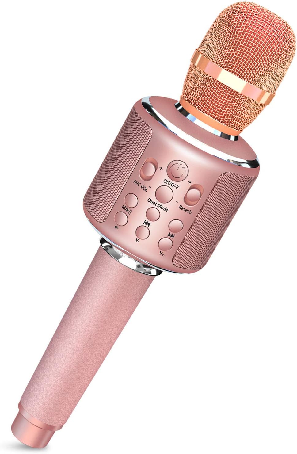 Bluetooth Karaoke Microphone Wireless Mic System Karaoke Microphone Singing Mic Player 4-in-1 Portable Handheld Speaker Machine Home Party Birthday Gifts for All Smartphone(Rose Gold)