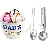 Dolficy Dad Gifts, Fathers Day Birthday Gifts for Dad from Daughter Son, Dad's Ice Cream Bowl Scoop Shovel Spoon Set, Ice Cream Present for Daddy Him Man